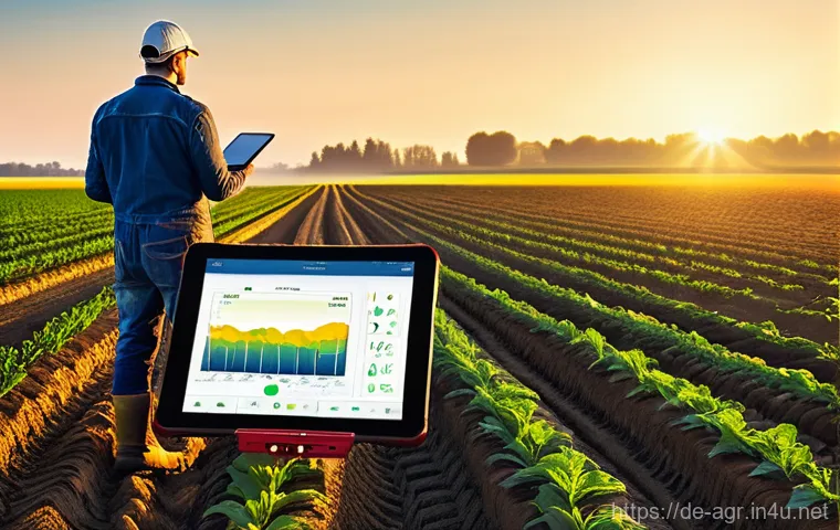 농업기술 분야 자격증 후기 모음 - **Prompt:** A modern German agricultural landscape at sunrise. A state-of-the-art smart tractor, equ...