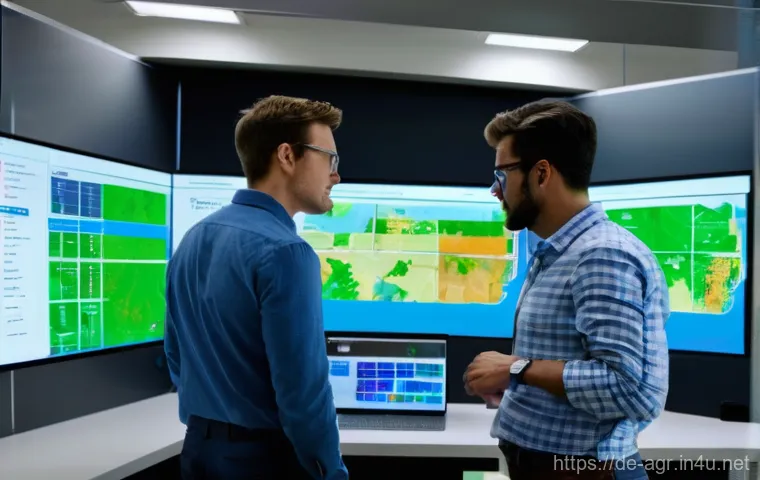 농업기술 실무에서의 팀워크 중요성 - **Prompt 1: Human-Machine Synergy in Modern Agriculture**
    A wide-angle, cinematic shot capturing...