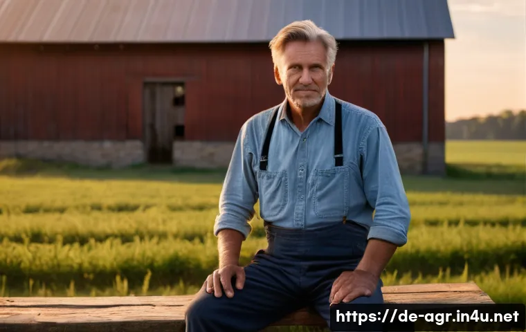 농업기술 관련 직무 스트레스 관리 - **Prompt:** A modern German farmer in their late 40s, wearing practical, clean work attire including...