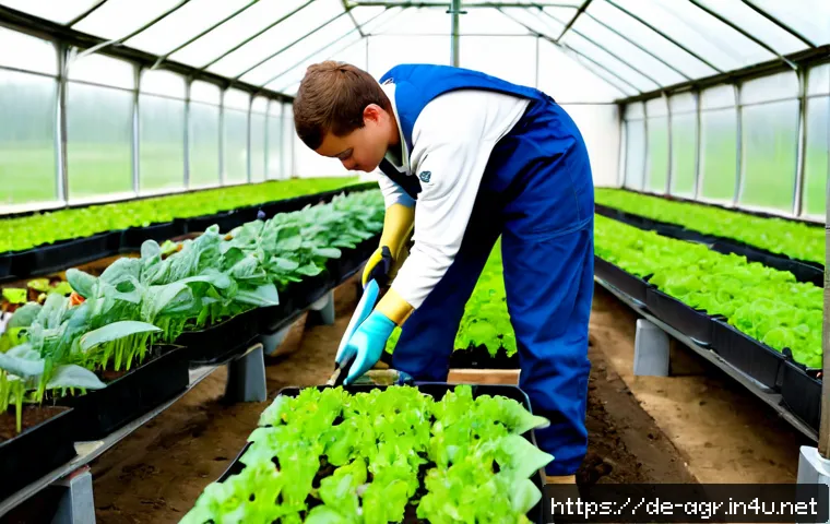 Home 17 농업기술 실기 시험 채점 기준 - Photorealistic German agricultural skills examination scene in a neat vocational training greenhouse...