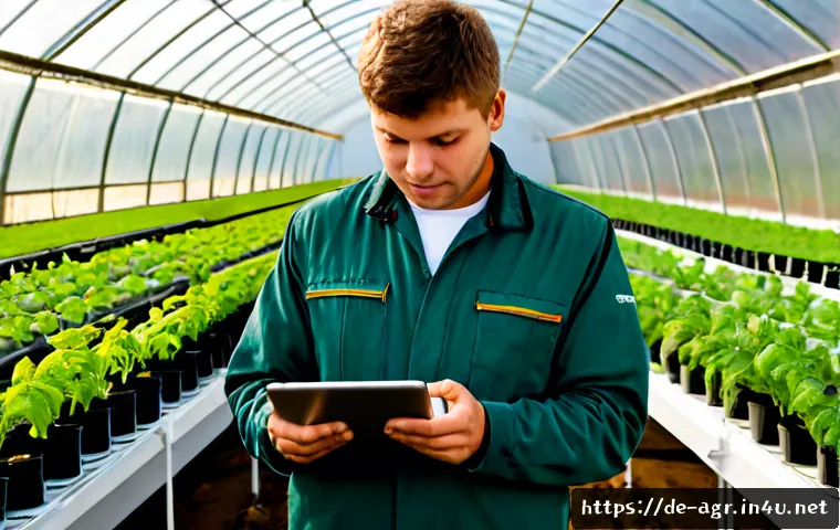 농업기술 자격증으로 전환 가능한 직종 - Photorealistic German agricultural career transition scene, a skilled farm technician in practical w...